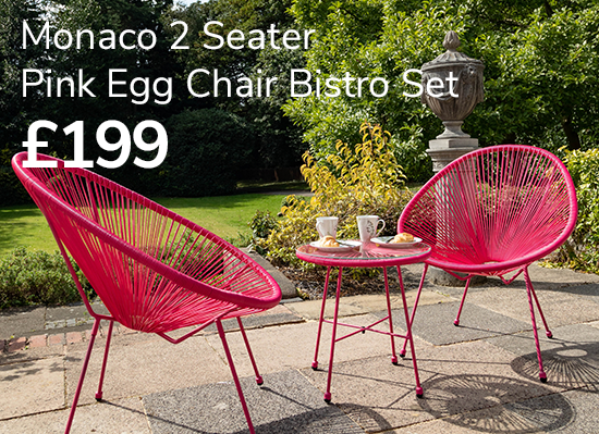 Monaco 2 Seater Pink Egg Chair Bistro Set